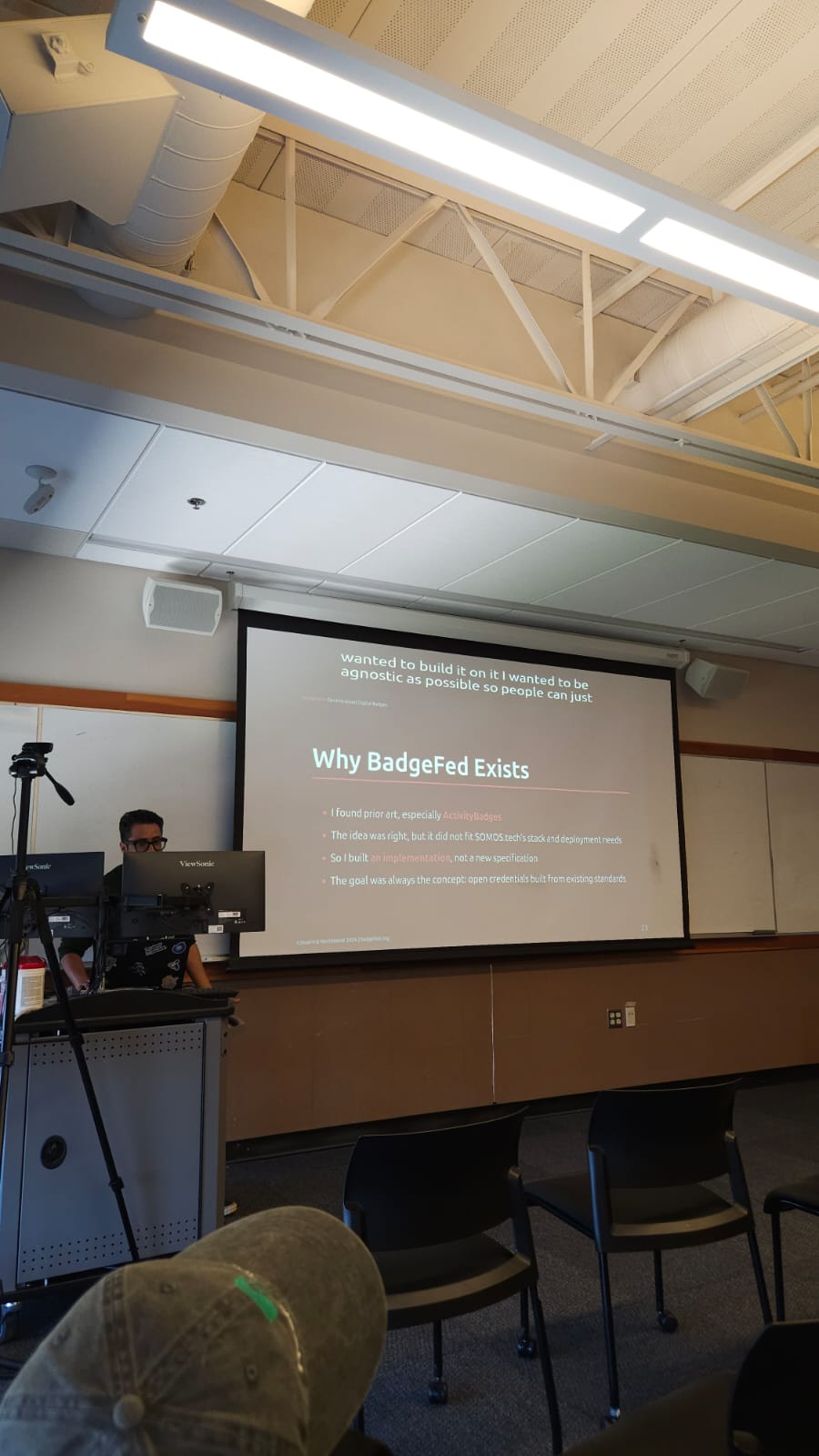 The BadgeFed talk setup